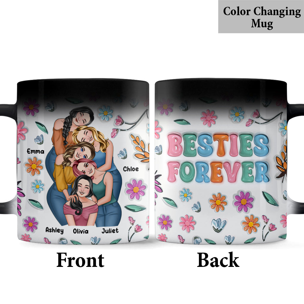 Besties Forever Floral Style - Personalized Bestie Mug