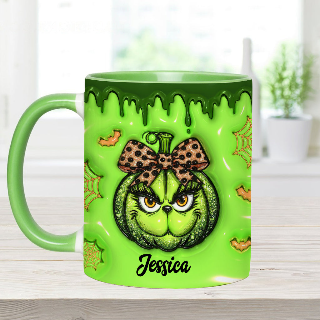 Mug décoratif de Noël personnalisé avec étole et citrouille verte