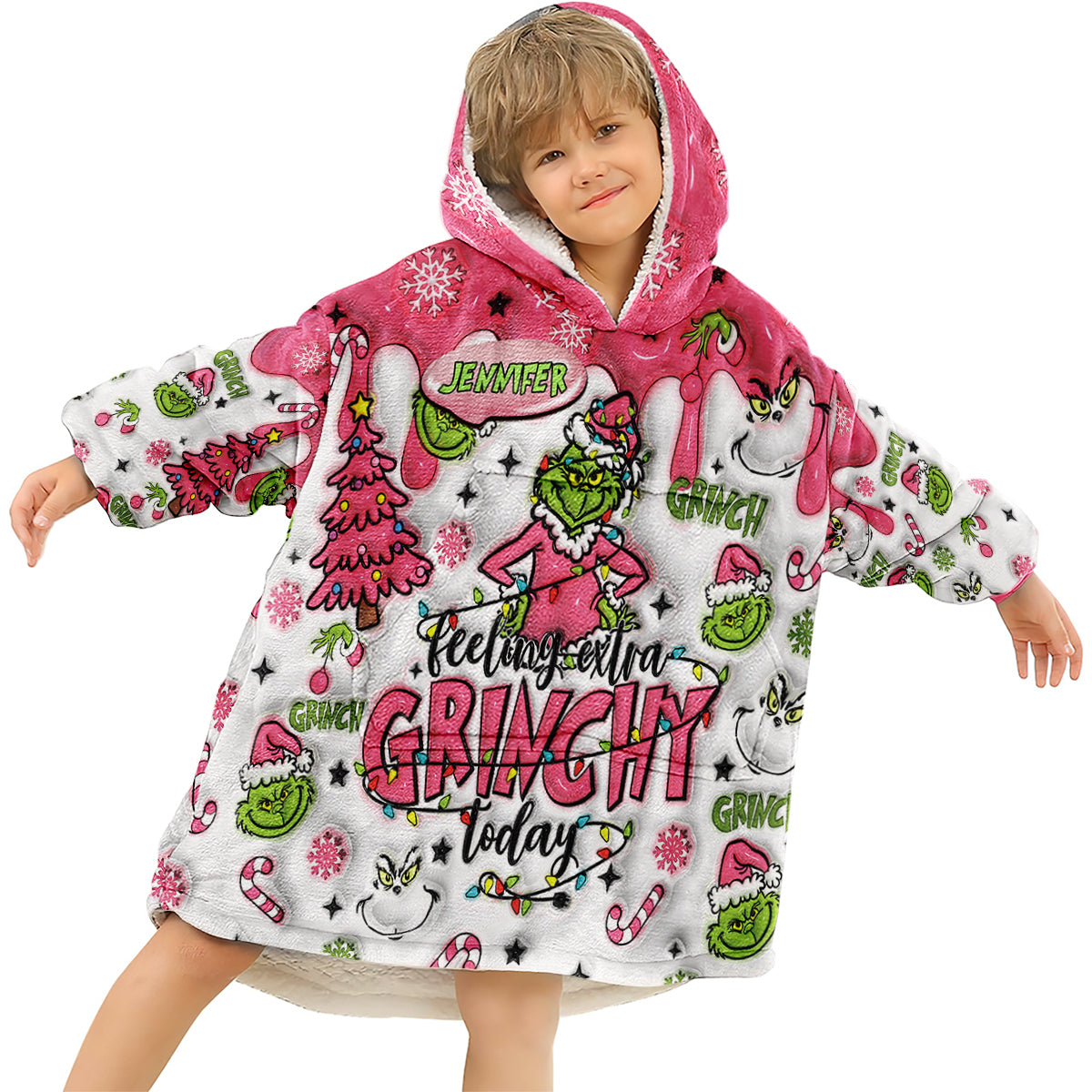 Sweat à capuche personnalisé avec n'importe quel nom. Envie de faire la tête aujourd'hui ? - Couverture de Noël à capuche personnalisée.