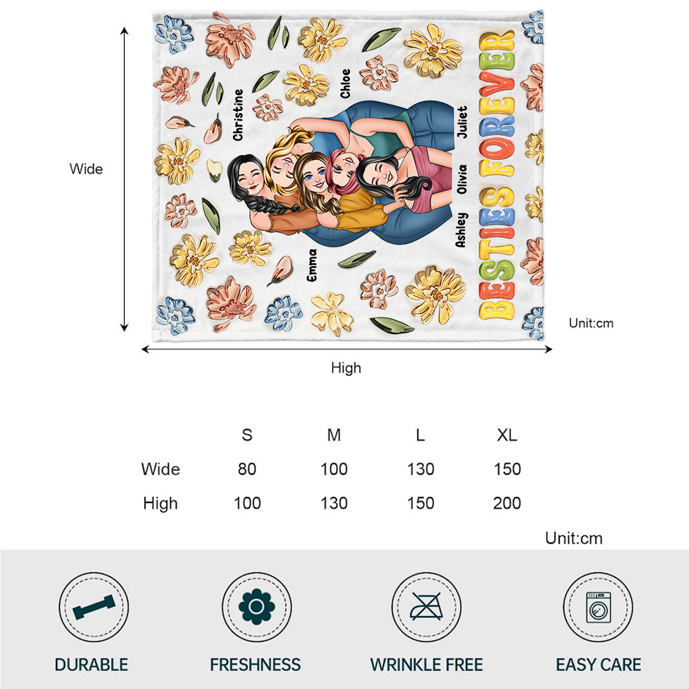 Couverture personnalisée Besties For Ever à motif floral - Couverture Besties Forever -