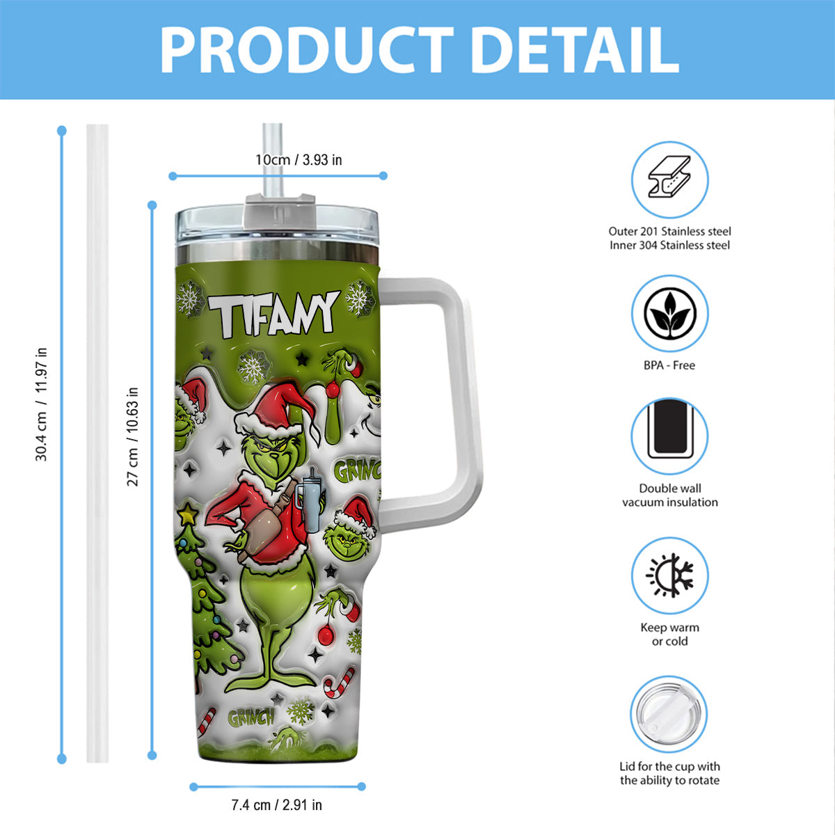 Merry Grinchmas - Personalized Stole Christmas Tumbler With Handle