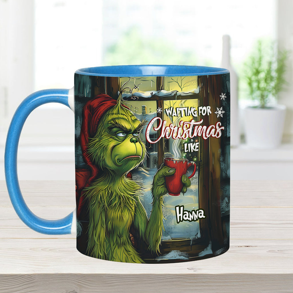 Mug personnalisé « En attendant Noël » avec étole de Noël