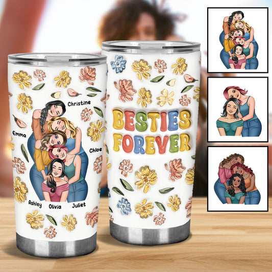 Gobelet personnalisé « Meilleures amies pour toujours » style floral - Gobelet pour meilleures amies