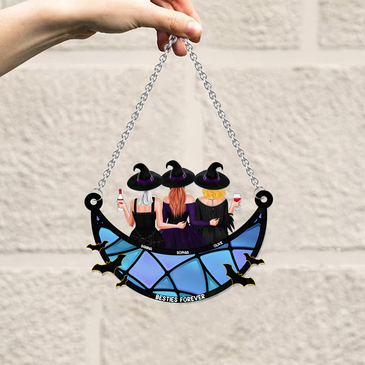 Besties Forever Witch Style - Personalized Bestie Window Hanging Suncatcher Ornament