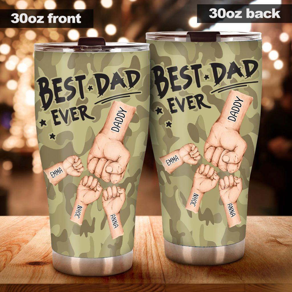 Gobelet isotherme personnalisé « Meilleur papa du monde » motif camouflage - Gobelet à motif camouflage « Meilleur papa du monde » - Gobelet isotherme personnalisé « Meilleur papa du monde »
