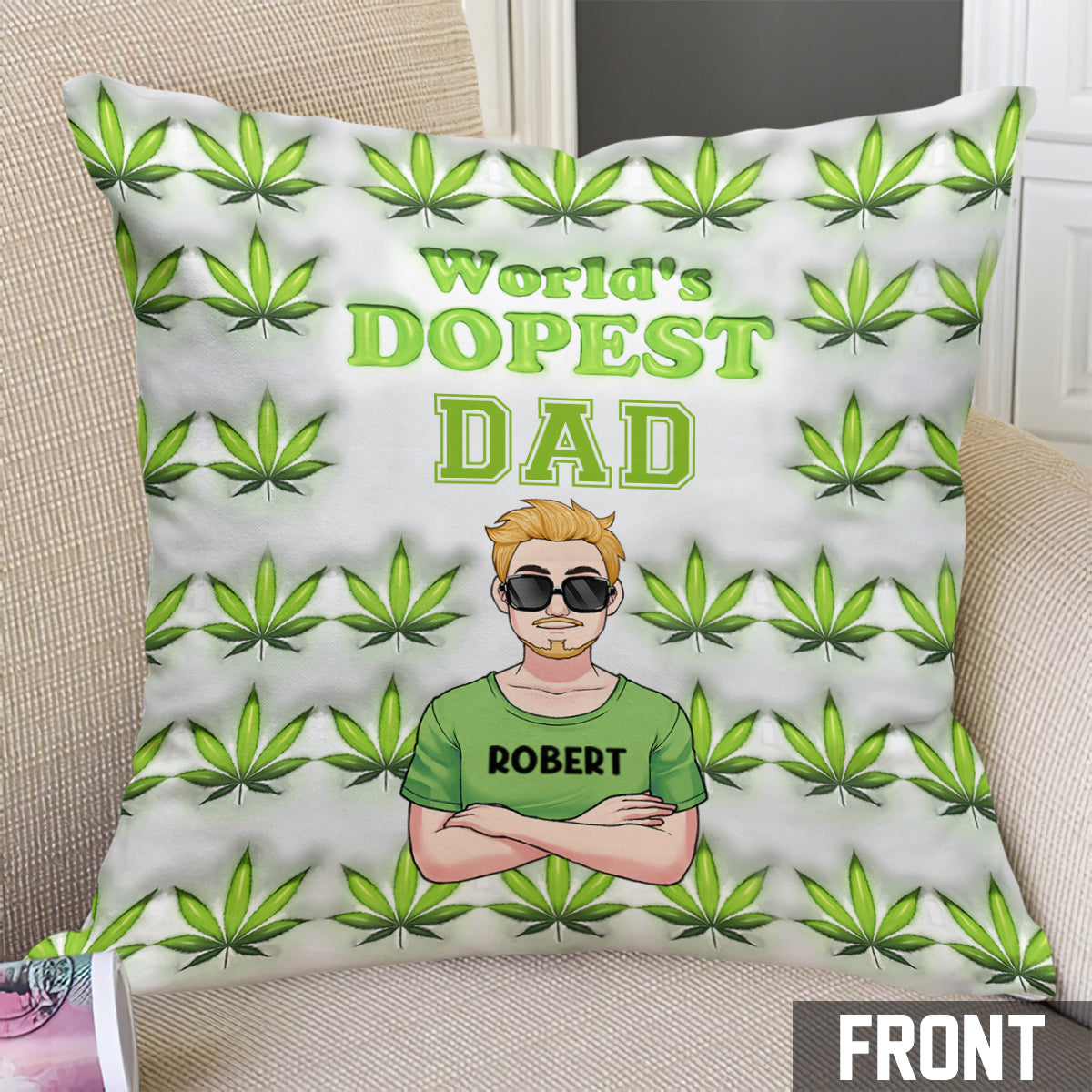 Le papa le plus cool du monde - Coussin décoratif personnalisé pour papa