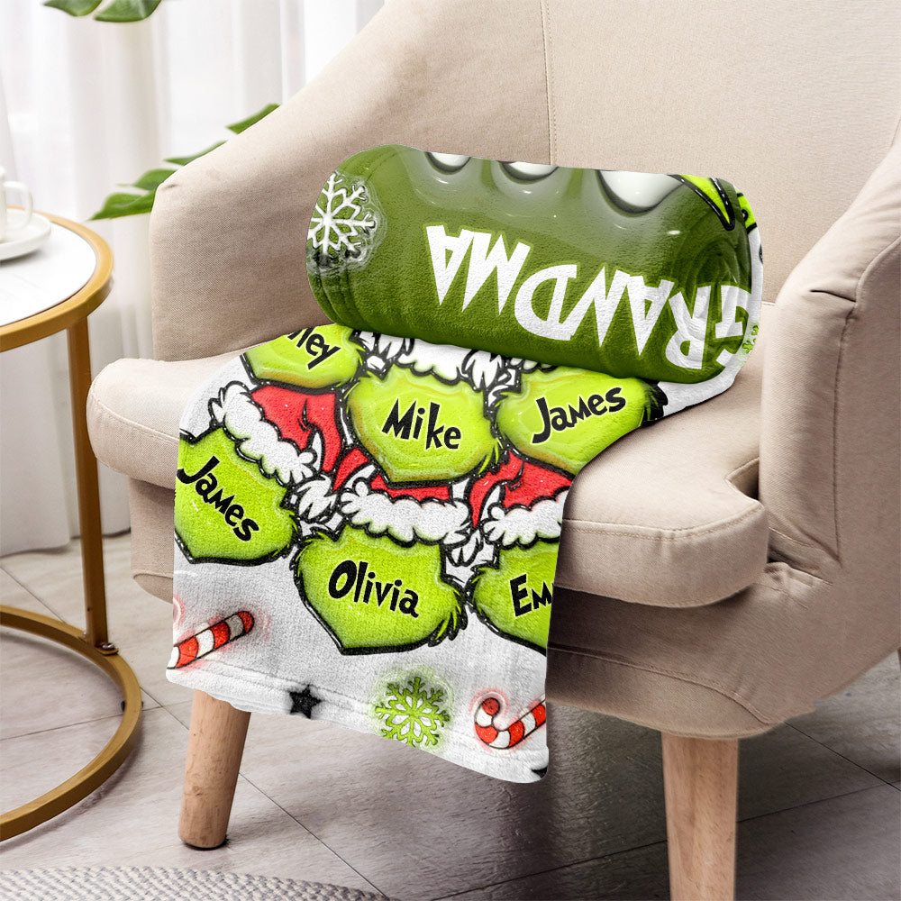 Any Title Green Snowflakes - Personalized Stole Christmas Blanket