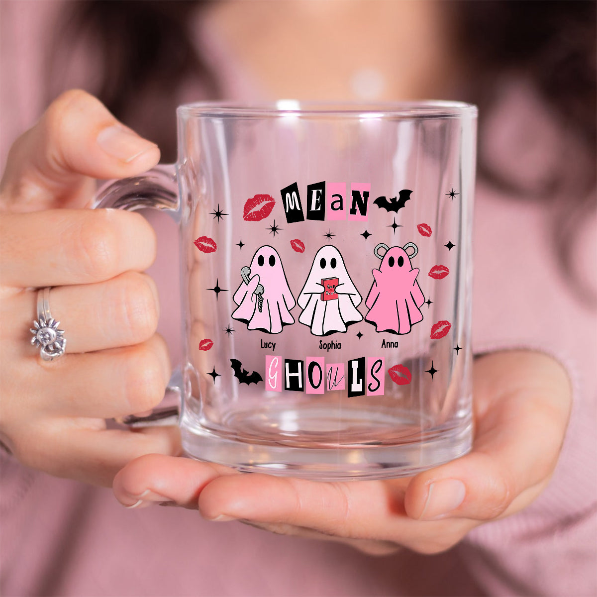 Goules méchantes - Mug en verre personnalisé pour meilleure amie