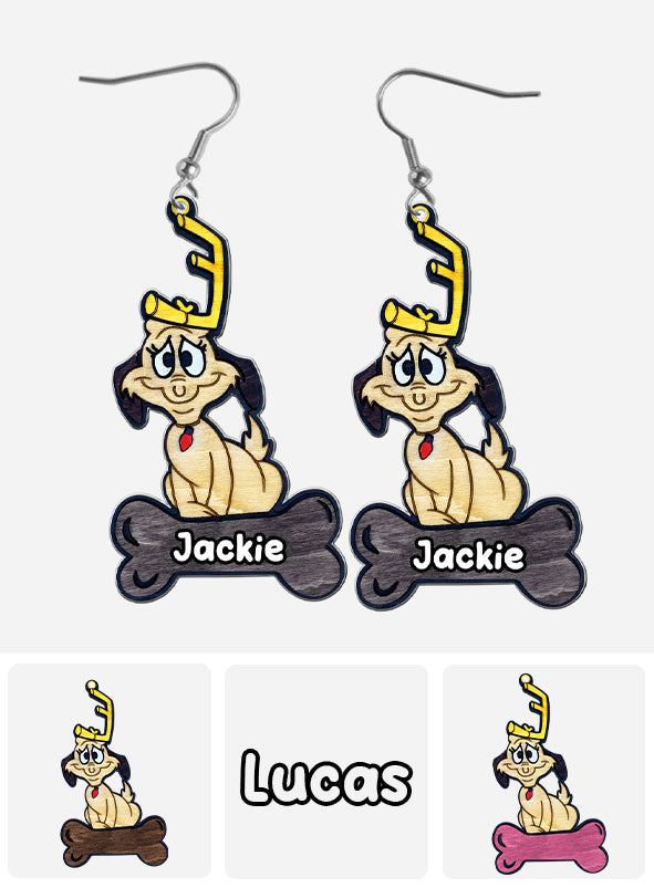 Le Chien - Boucles d'oreilles étole de Noël personnalisées