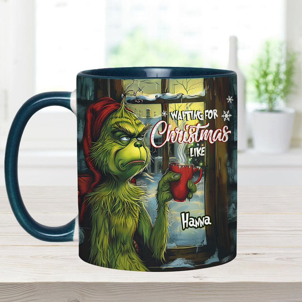 Mug personnalisé « En attendant Noël » avec étole de Noël