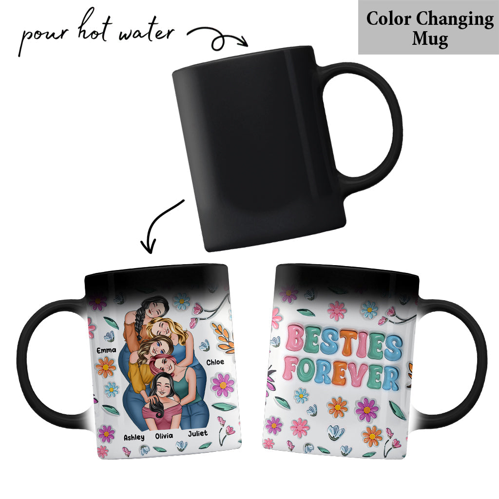 Besties Forever Floral Style - Personalized Bestie Mug