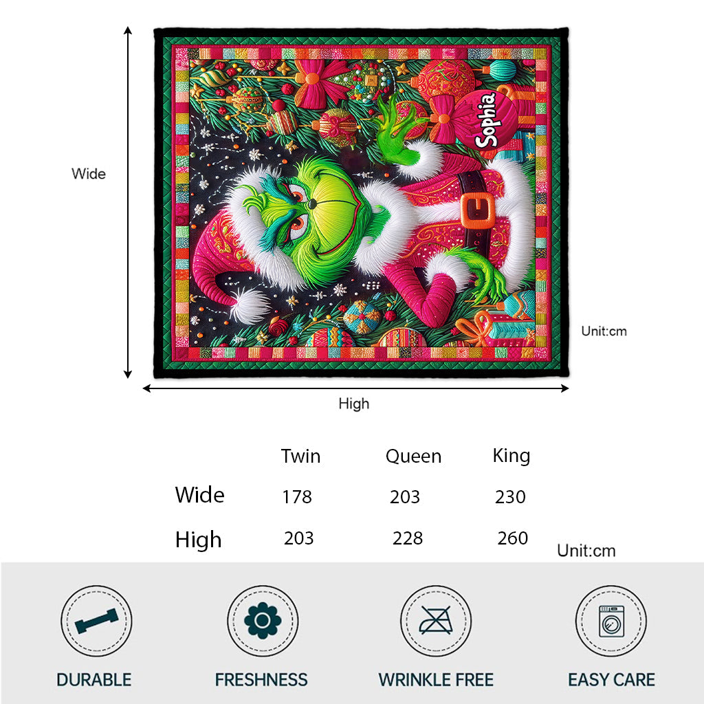 Merry Grinchmas - Personalized Stole Christmas Quilt