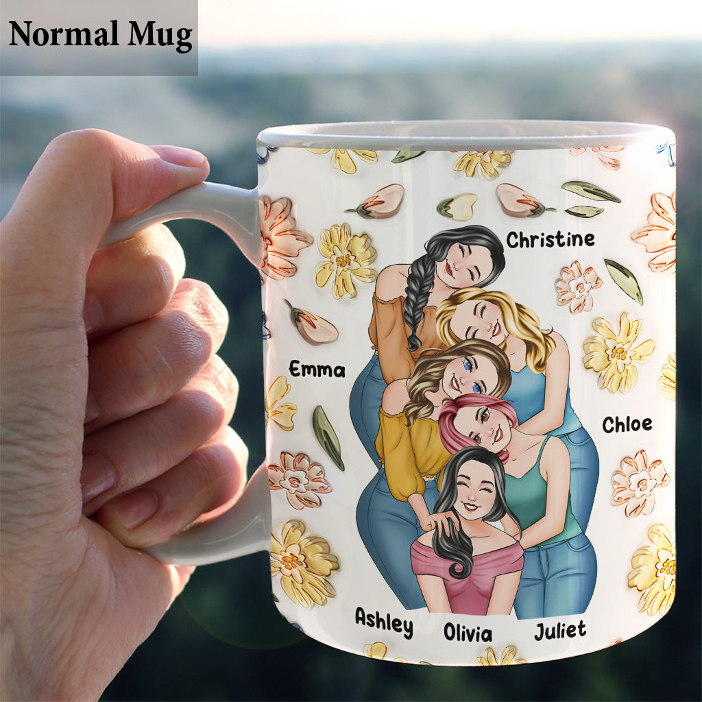 Mug personnalisé « Meilleures amies pour toujours » à motif floral - Mug personnalisé pour meilleures amies