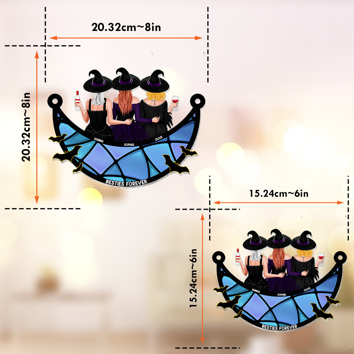 Besties Forever Witch Style - Personalized Bestie Window Hanging Suncatcher Ornament