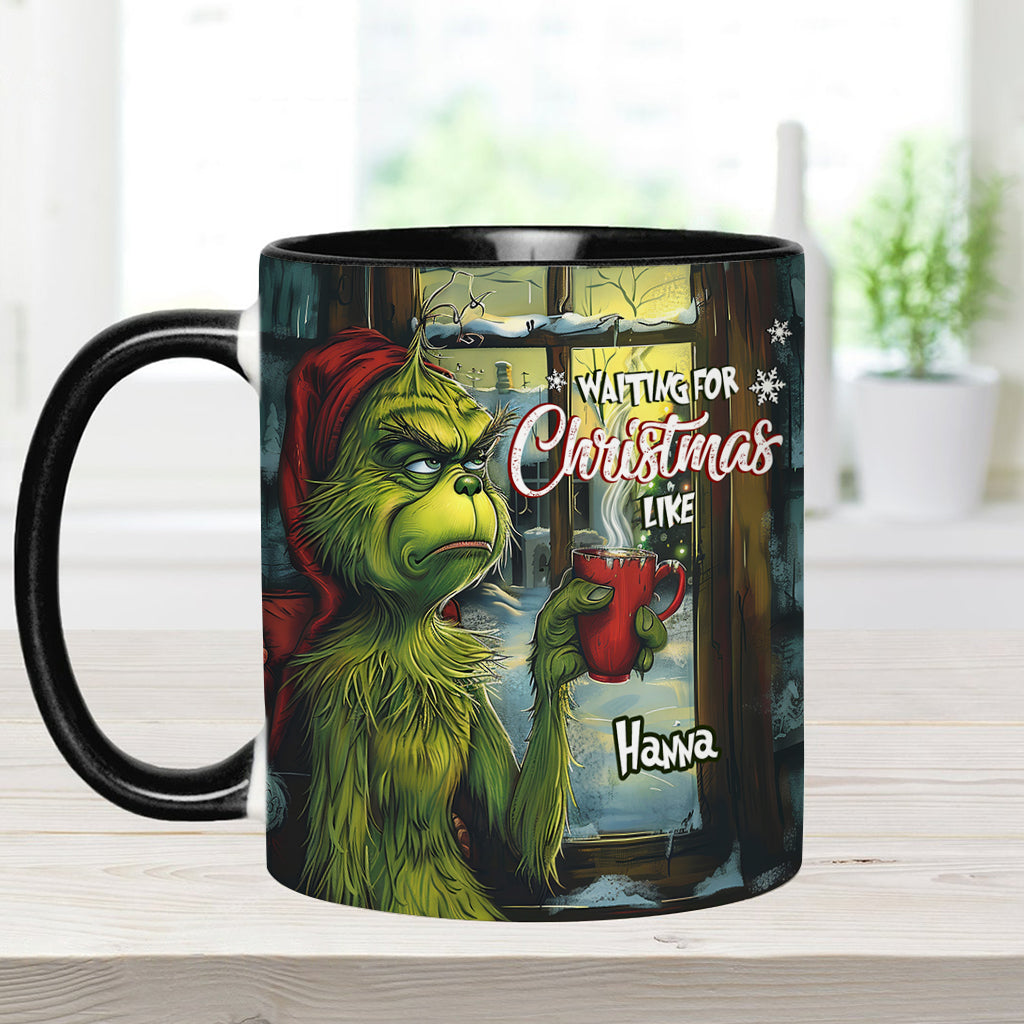 Mug personnalisé « En attendant Noël » avec étole de Noël