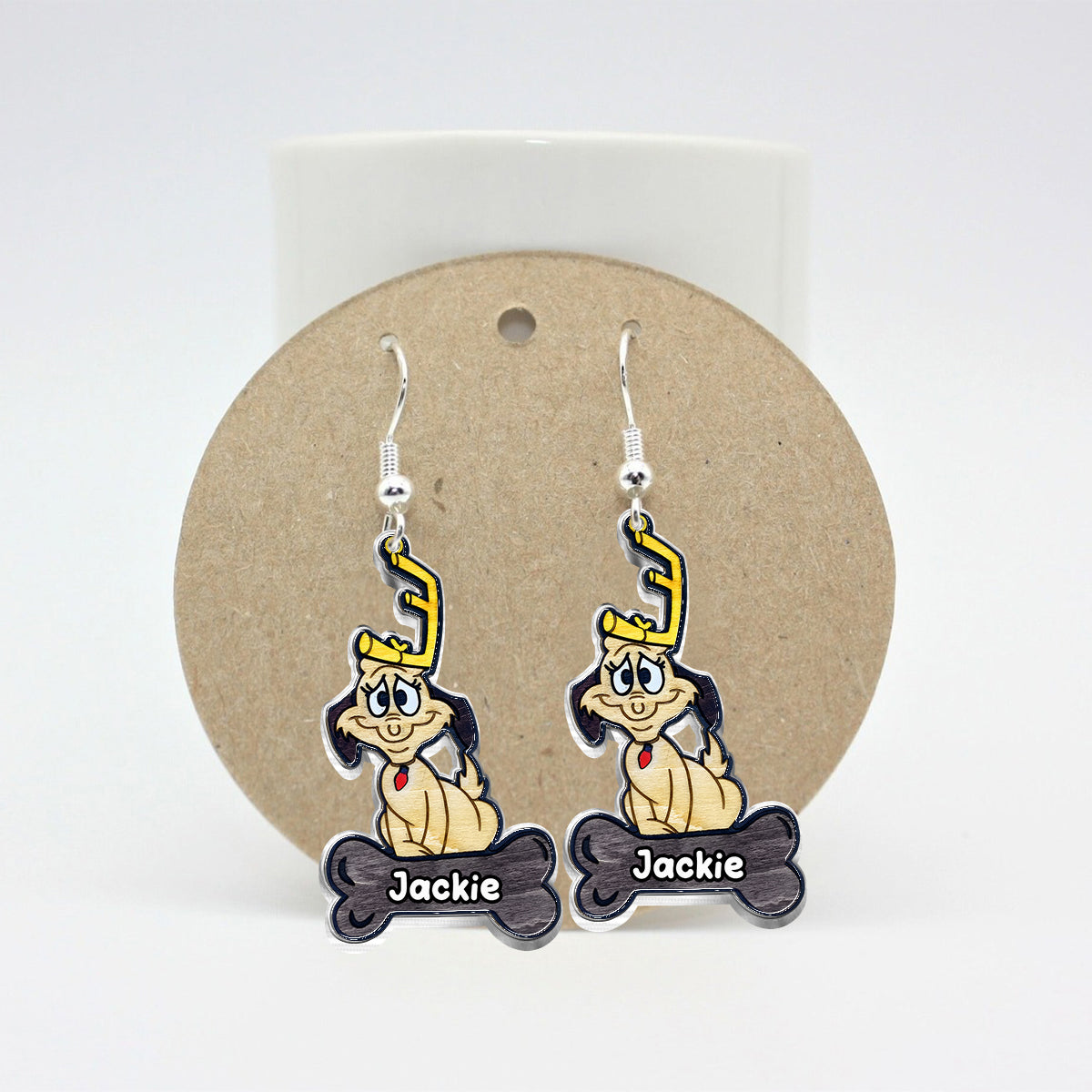 Le Chien - Boucles d'oreilles étole de Noël personnalisées