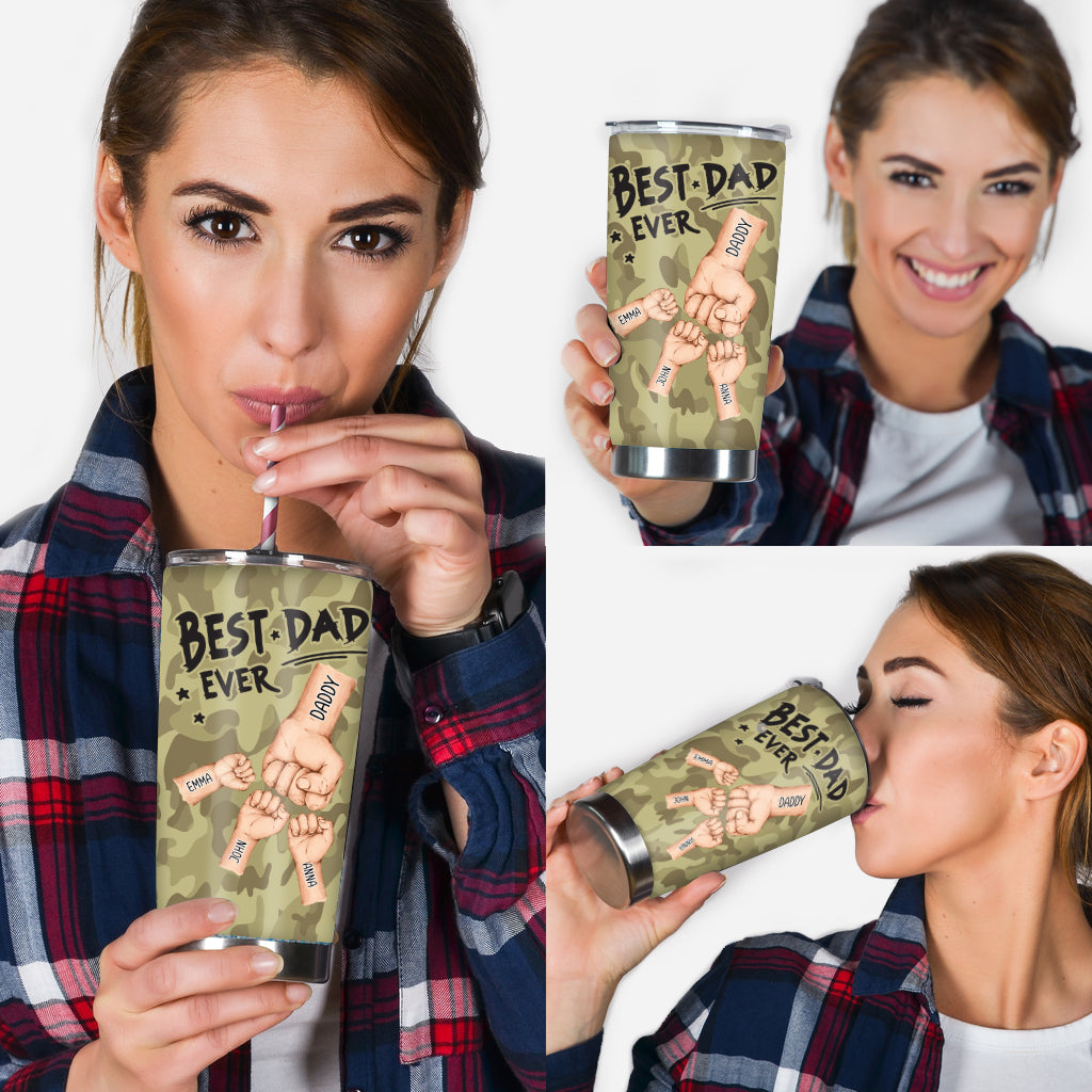 Gobelet isotherme personnalisé « Meilleur papa du monde » motif camouflage - Gobelet à motif camouflage « Meilleur papa du monde » - Gobelet isotherme personnalisé « Meilleur papa du monde »