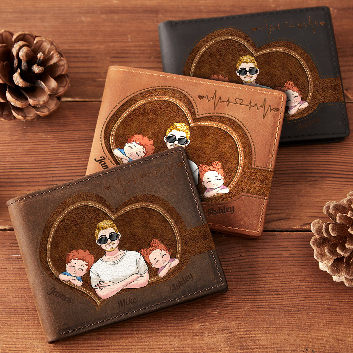Meilleur papa du monde - Portefeuille en cuir personnalisé pour papa