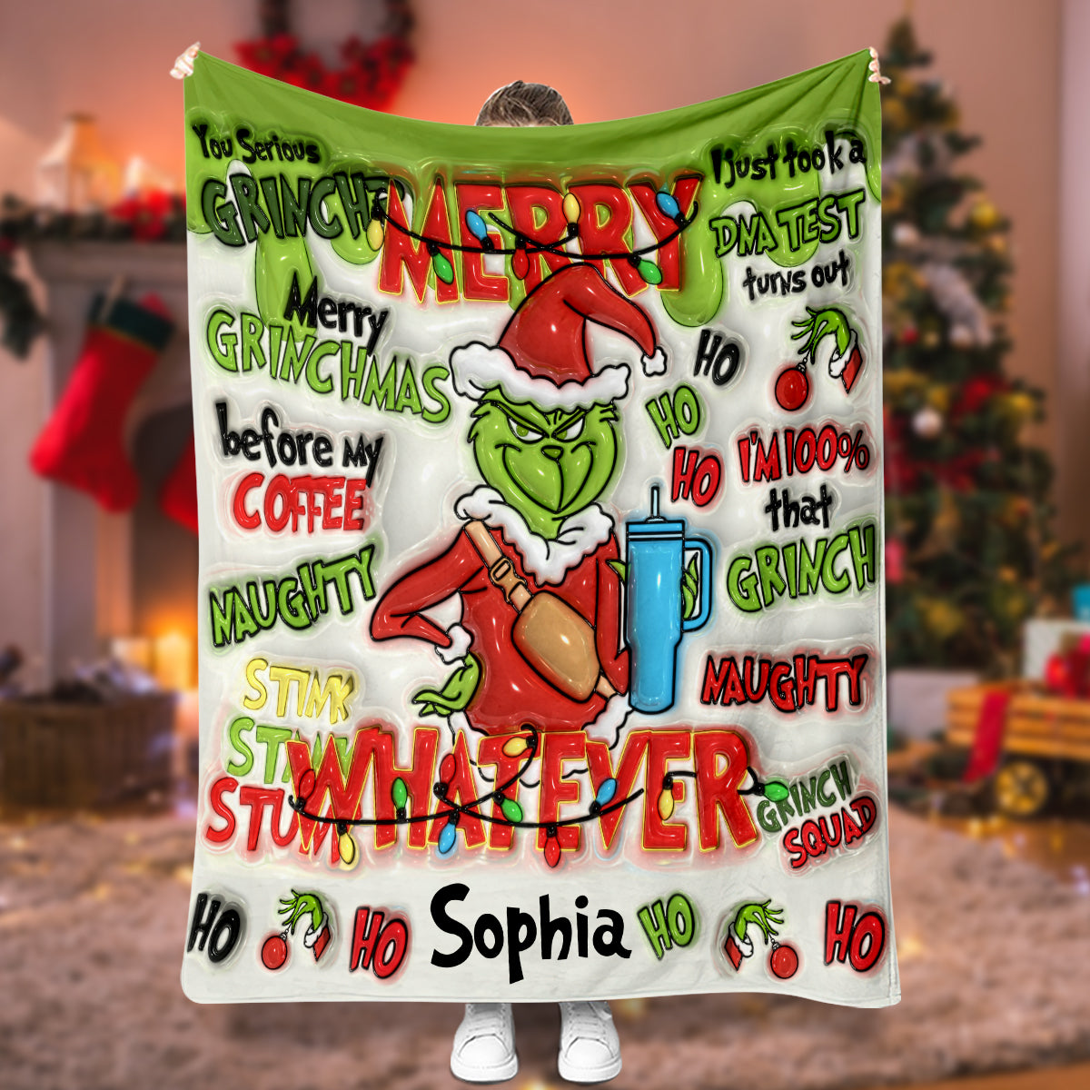 Joyeux Grinchmas - Étole de Noël personnalisée