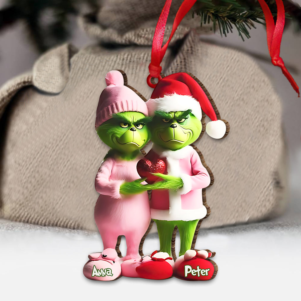 Grinchy Couple - Personalized Stole Christmas Ornament