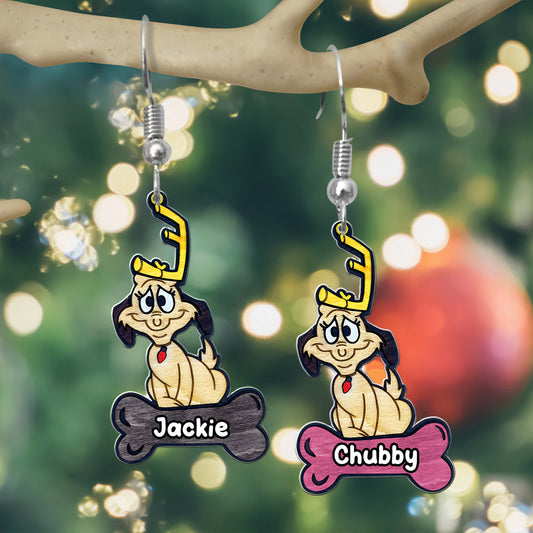 Le Chien - Boucles d'oreilles étole de Noël personnalisées