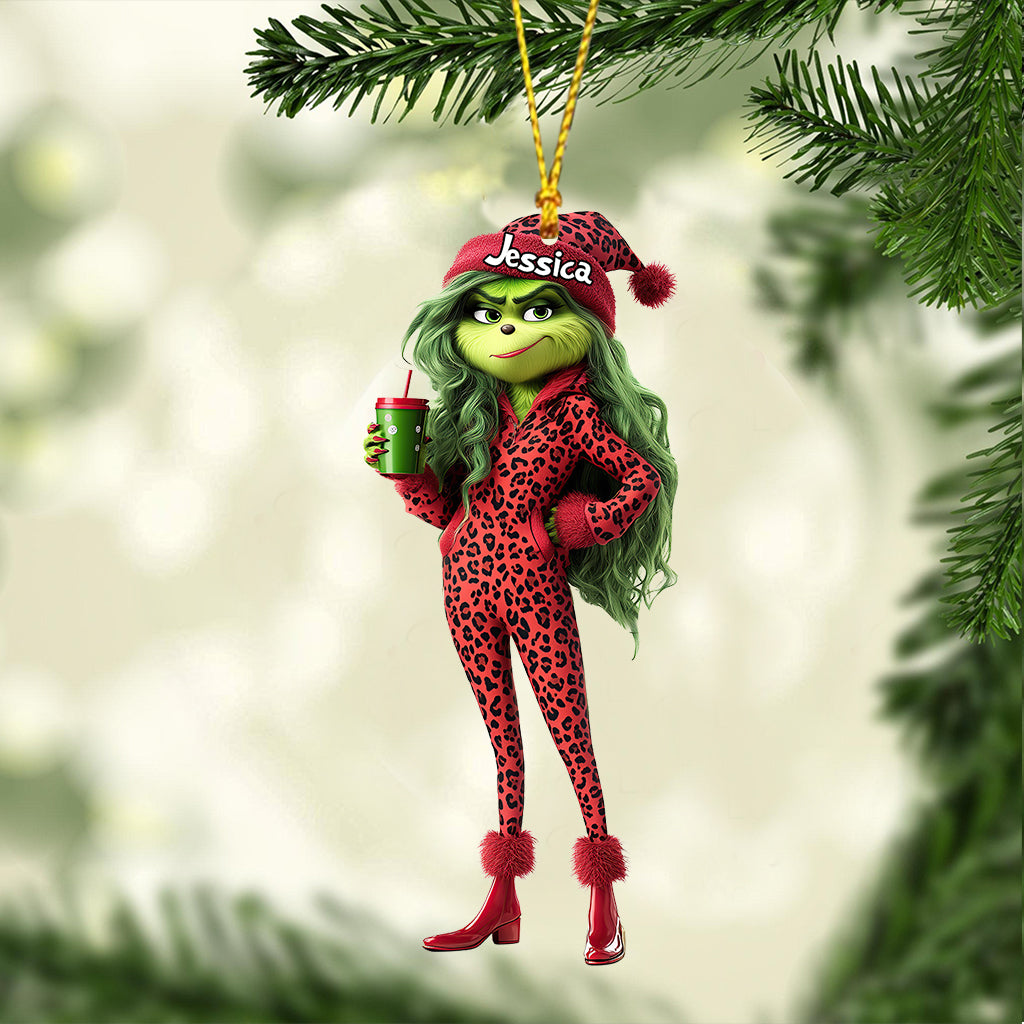 Belle Dame Grinch - Étole de Noël personnalisée - Ornement transparent