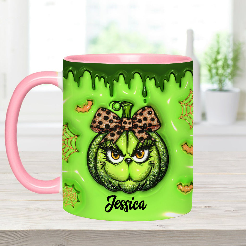 Mug décoratif de Noël personnalisé avec étole et citrouille verte