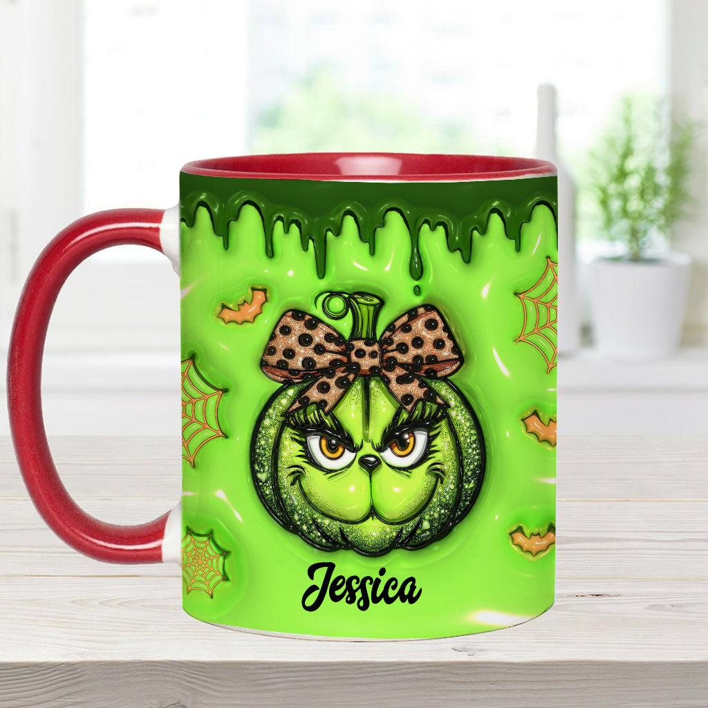 Mug décoratif de Noël personnalisé avec étole et citrouille verte