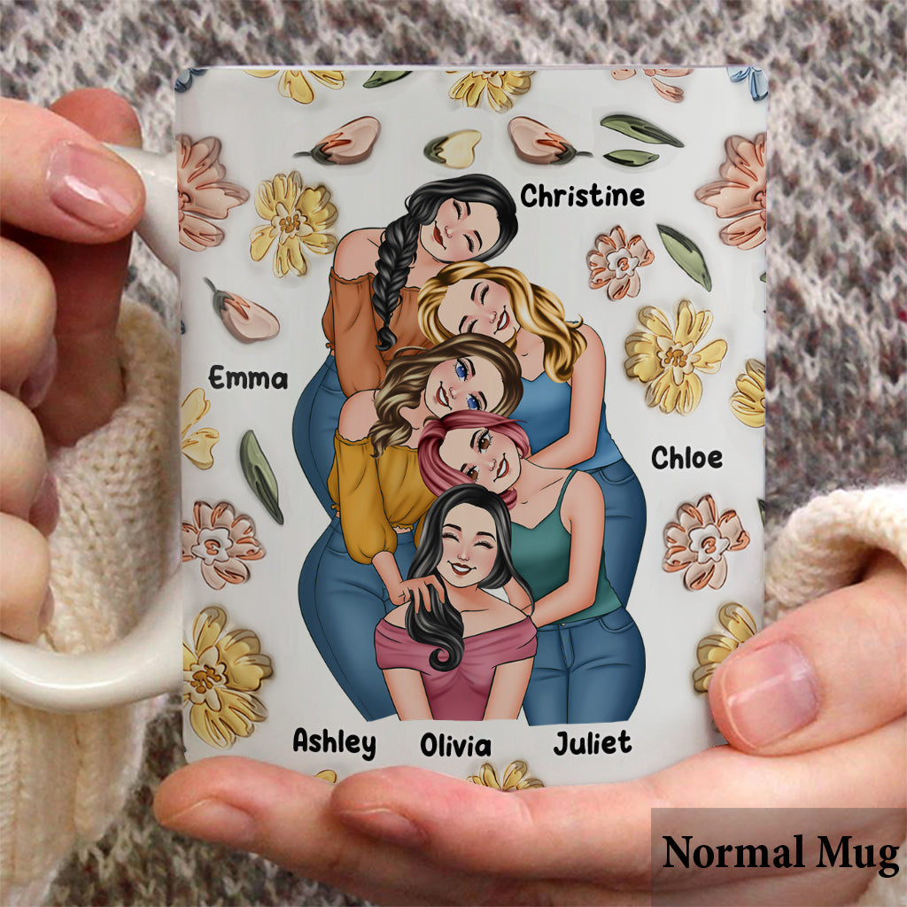 Mug personnalisé « Meilleures amies pour toujours » à motif floral - Mug personnalisé pour meilleures amies
