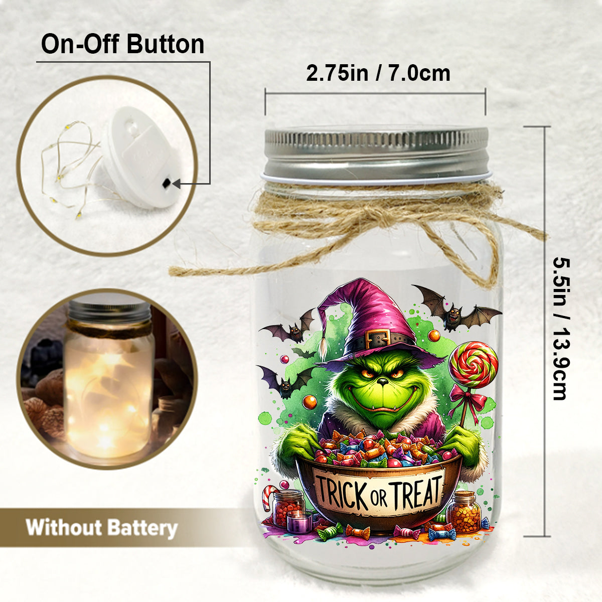 Je me sens particulièrement grincheux aujourd'hui - Lampe personnalisée en forme de bocal Mason avec étole de Noël