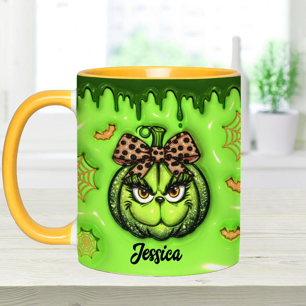 Mug décoratif de Noël personnalisé avec étole et citrouille verte