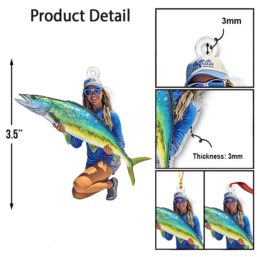 Ornement personnalisé avec photo - Ornement de pêche personnalisé en forme personnalisée