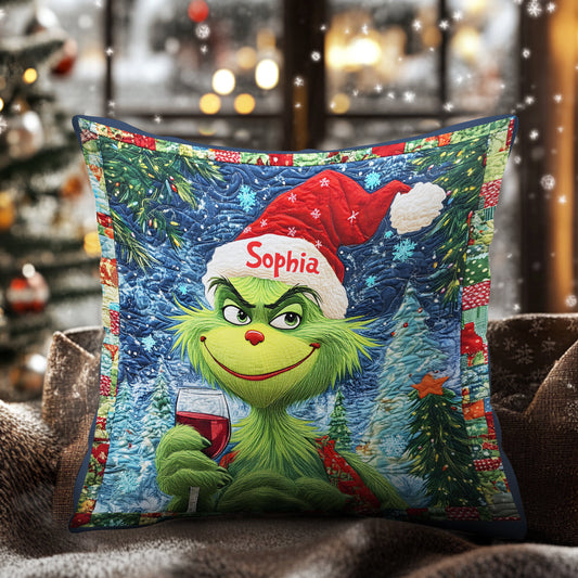 Joyeux Grinchmas - Coussin décoratif de Noël personnalisé avec étole