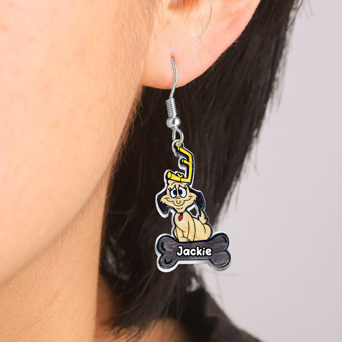 Le Chien - Boucles d'oreilles étole de Noël personnalisées