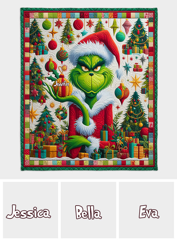 Joyeux Grinchmas - Couverture de Noël personnalisée avec étole