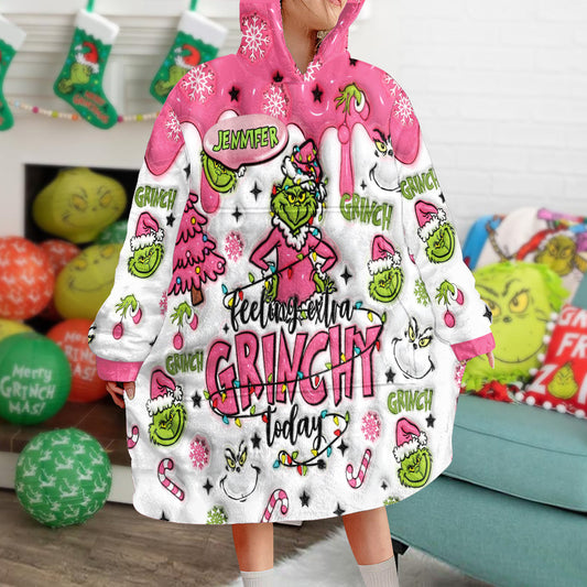 Sweat à capuche personnalisé avec n'importe quel nom. Envie de faire la tête aujourd'hui ? - Couverture de Noël à capuche personnalisée.