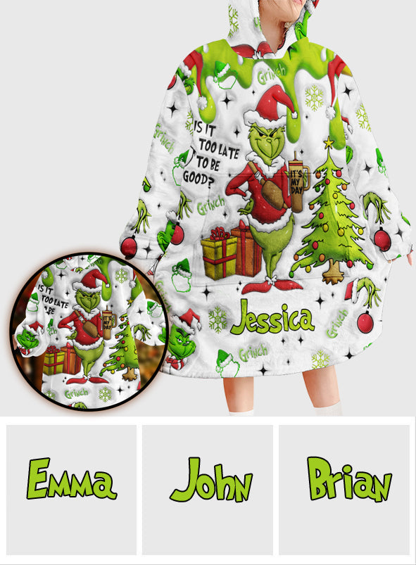 Merry Grinchmas - Personalized Stole Christmas Blanket Hoodie