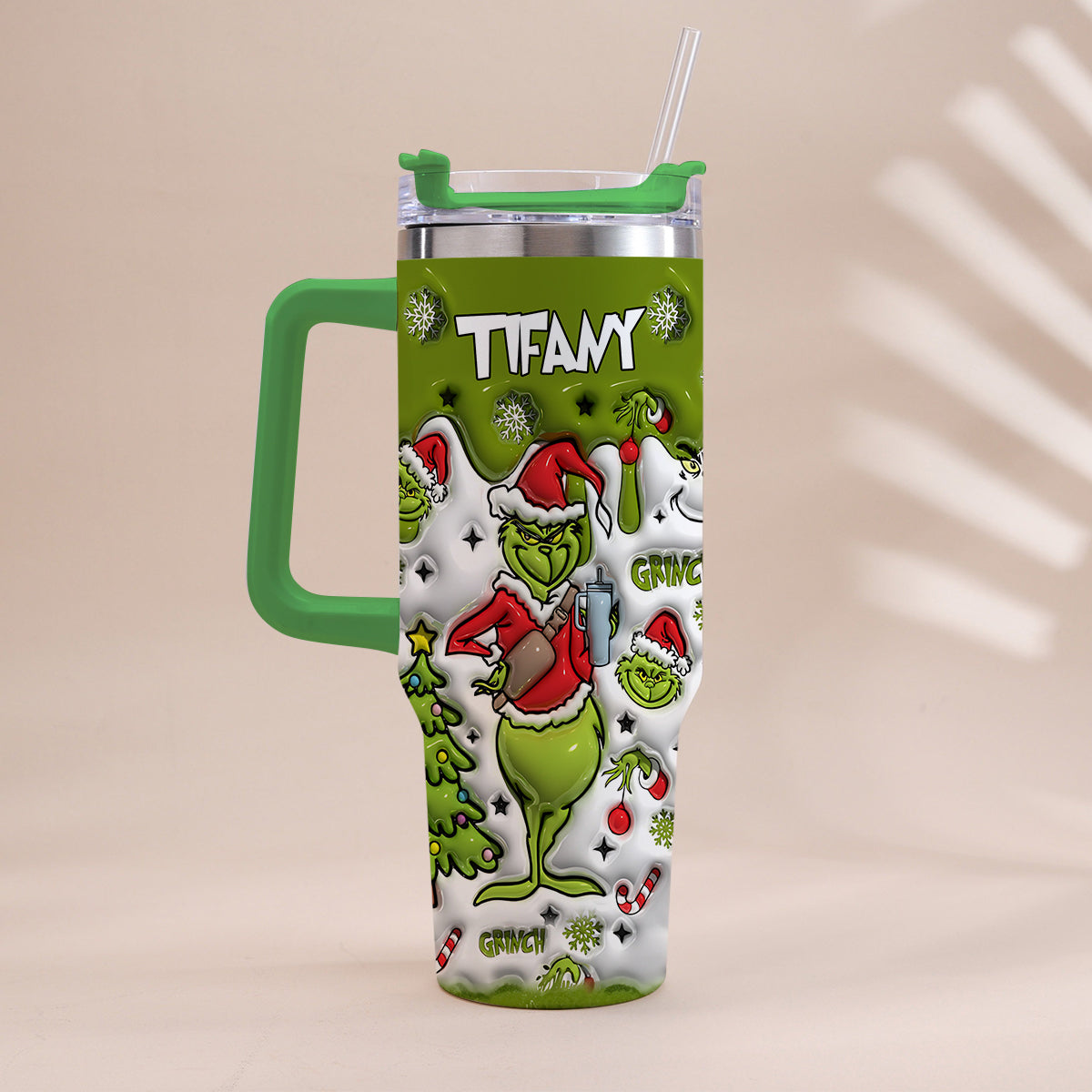Merry Grinchmas - Personalized Stole Christmas Tumbler With Handle