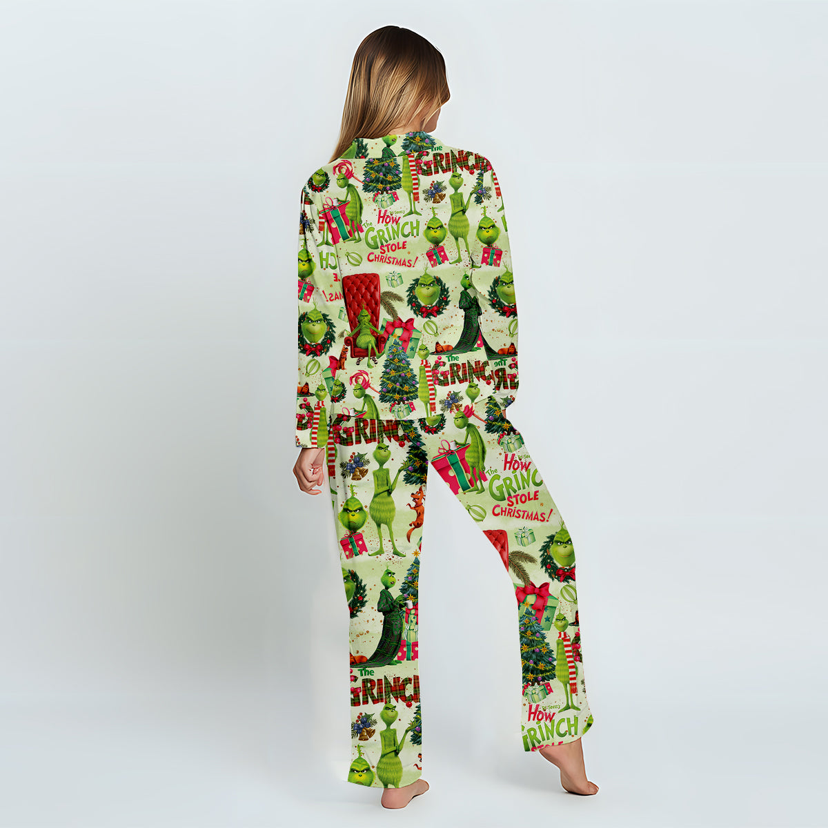 Noël vert - Pyjama de Noël personnalisé avec étole et boutons