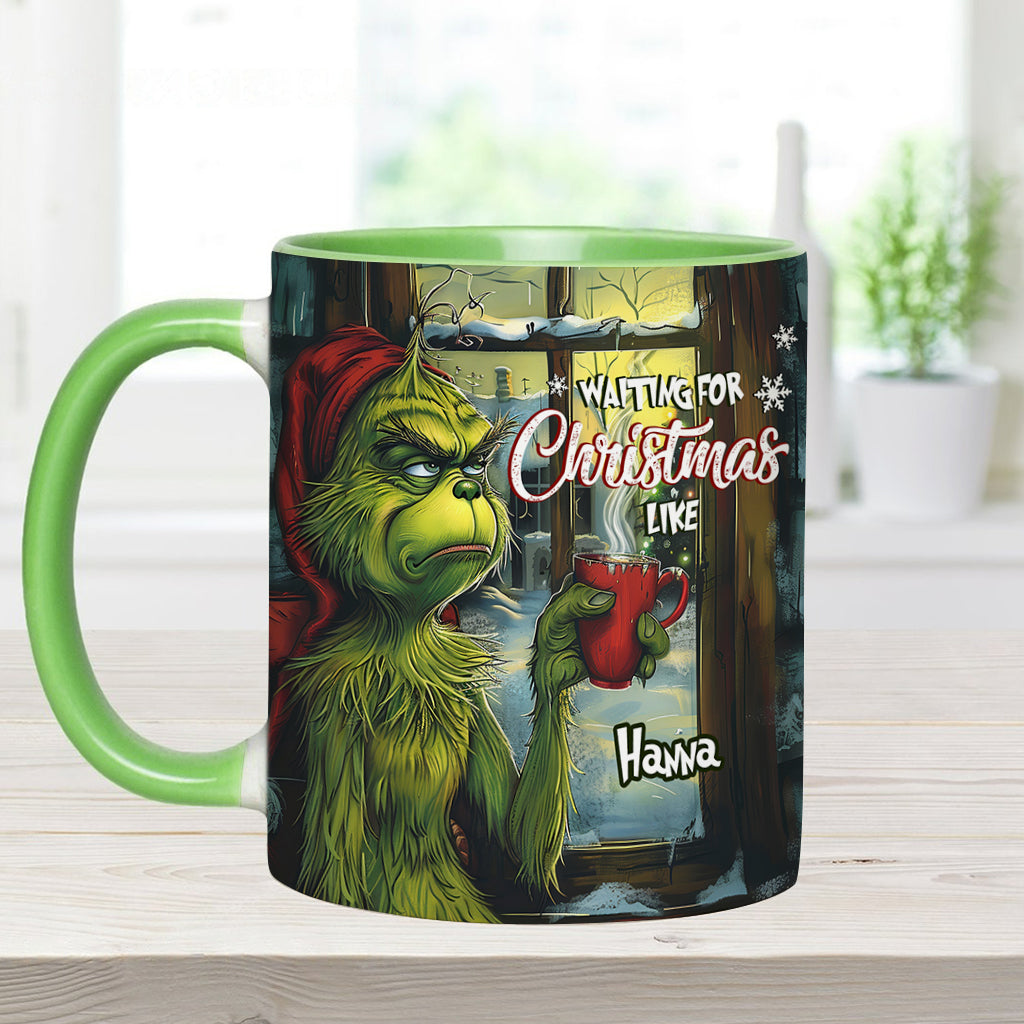 Mug personnalisé « En attendant Noël » avec étole de Noël