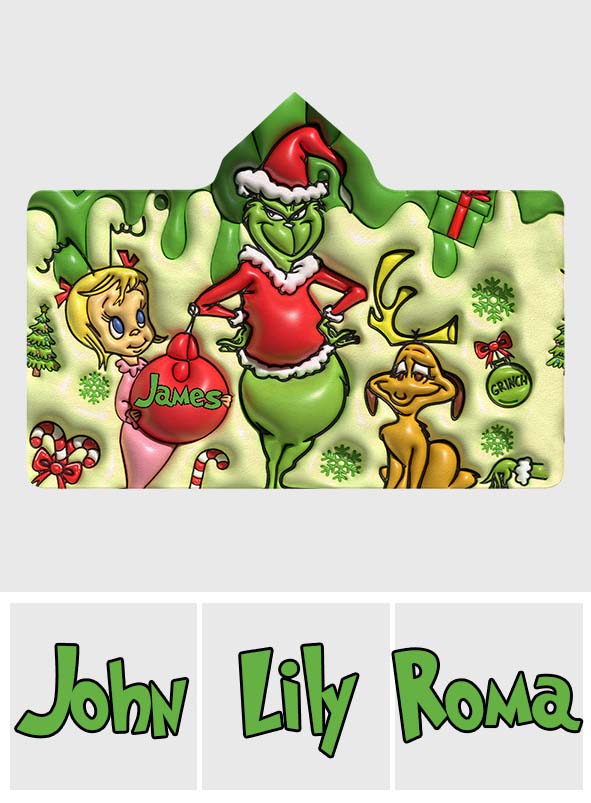 Green Christmas - Personalized Stole Christmas Hooded Blanket