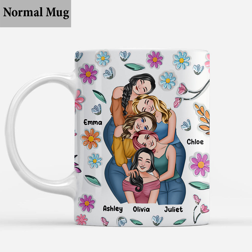 Besties Forever Floral Style - Personalized Bestie Mug