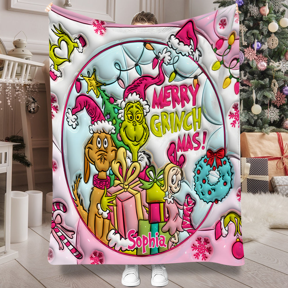 Merry Grinchmas - Personalized Stole Christmas Blanket