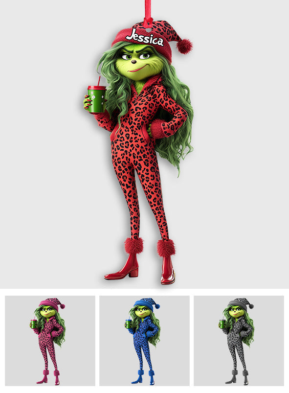 Belle Dame Grinch - Étole de Noël personnalisée - Ornement transparent