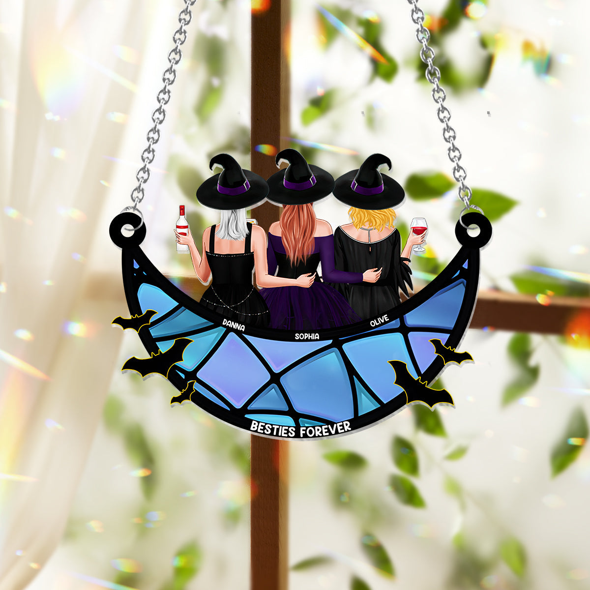 Besties Forever Witch Style - Personalized Bestie Window Hanging Suncatcher Ornament