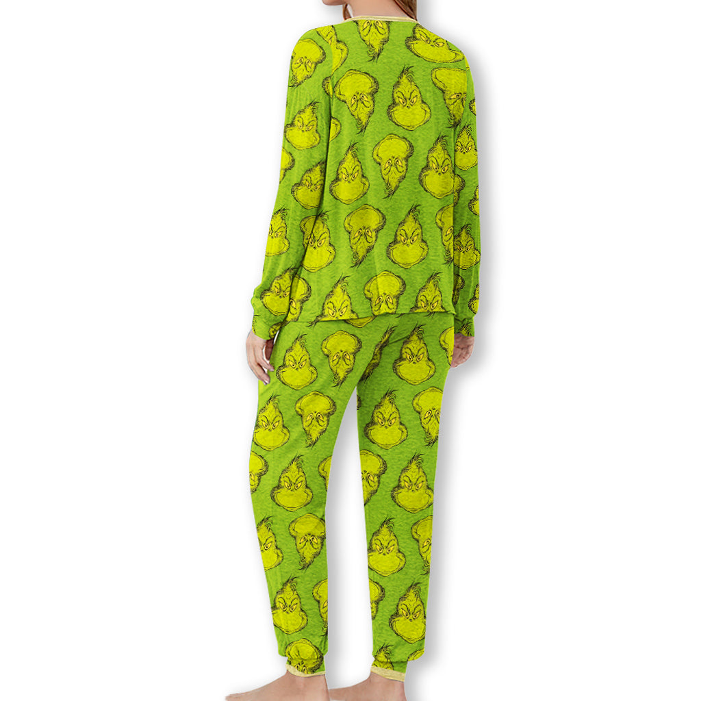 Ensemble pyjama de Noël vert avec étole personnalisée