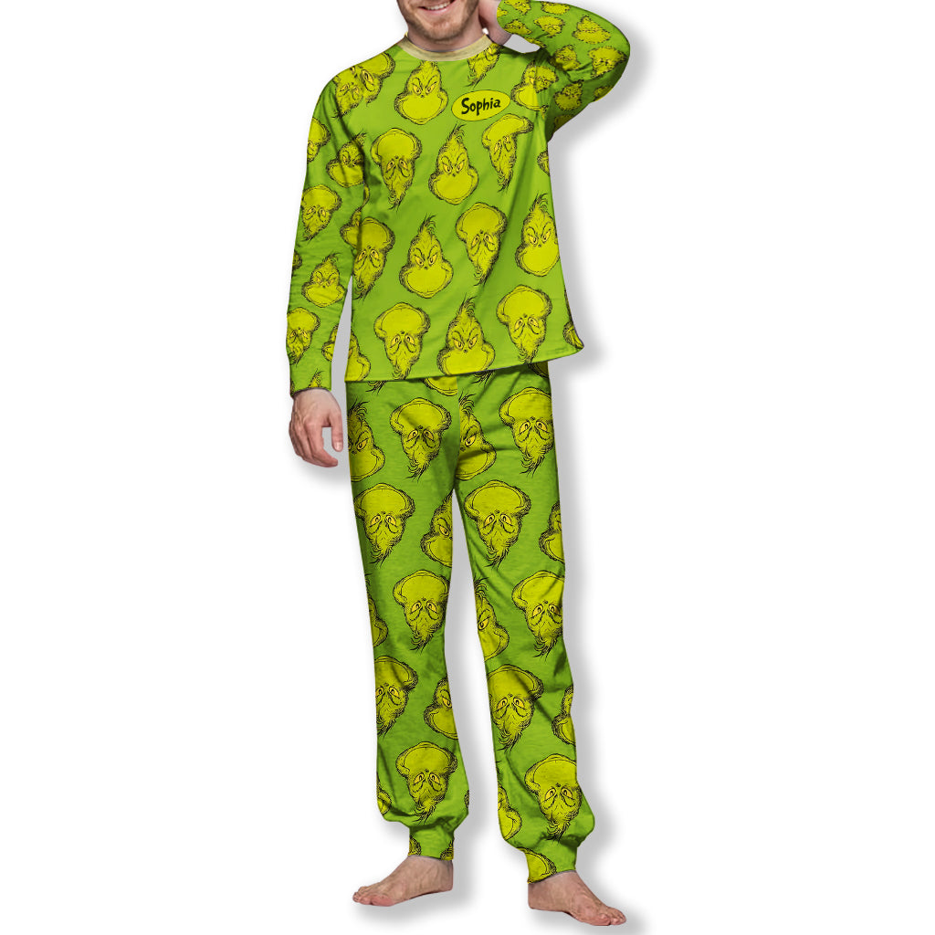 Ensemble pyjama de Noël vert avec étole personnalisée