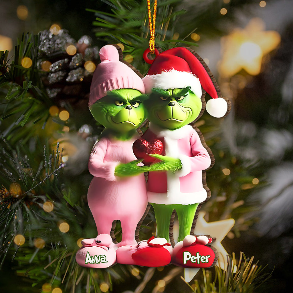 Grinchy Couple - Personalized Stole Christmas Ornament