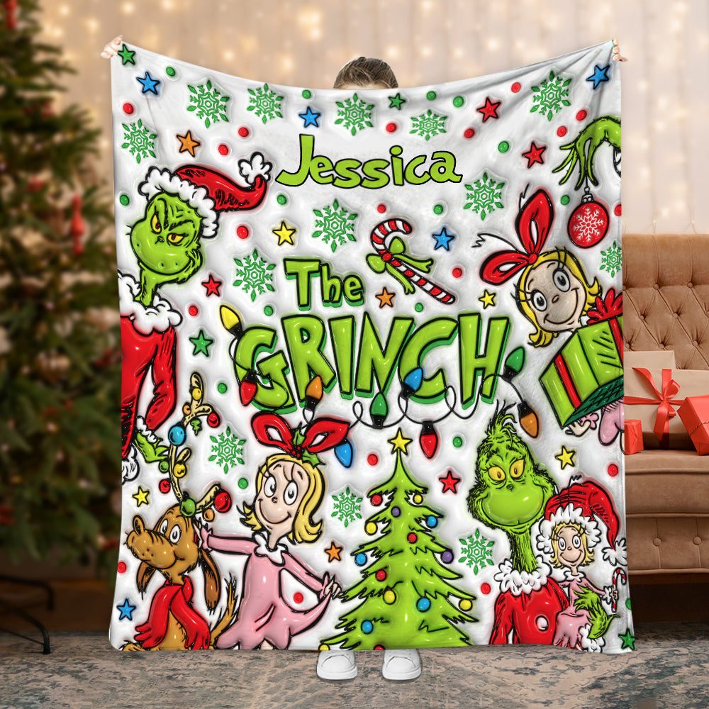 Merry Grinchmas - Personalized Stole Christmas Blanket