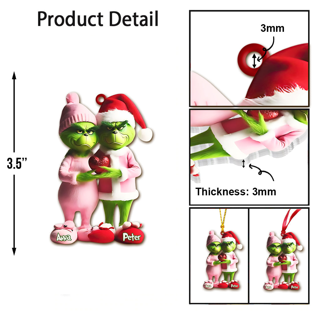Grinchy Couple - Personalized Stole Christmas Ornament
